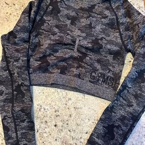 Gymshark Black and Gray Camo Seamless Crop Top